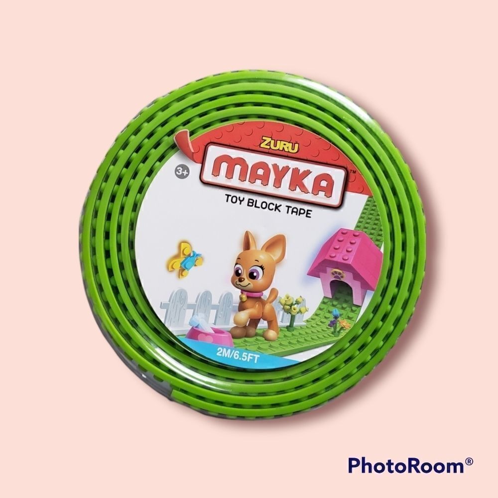 Zuru Mayka Toy Block Tape 2m 6.5 Feet Green New Cut Shape Stick Build Compatible